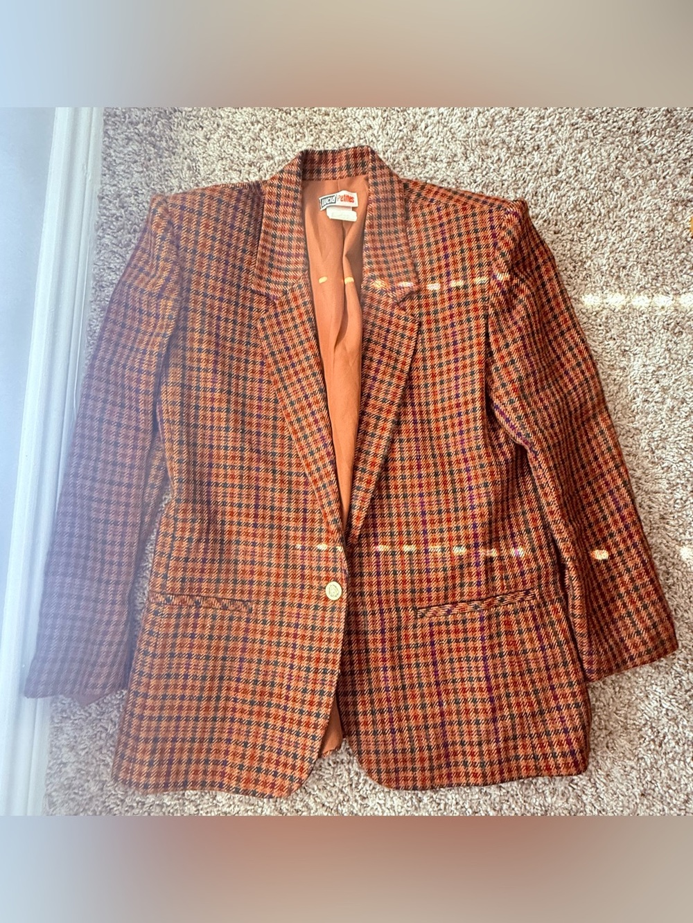 Lucia Petites Plaid Wool Linen Silk Blend Vintage Skirt Suit Sz 4/6 Made In USA